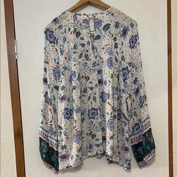 Old Navy Floral Print Blouse - Blue and Green - Picture 3 of 5